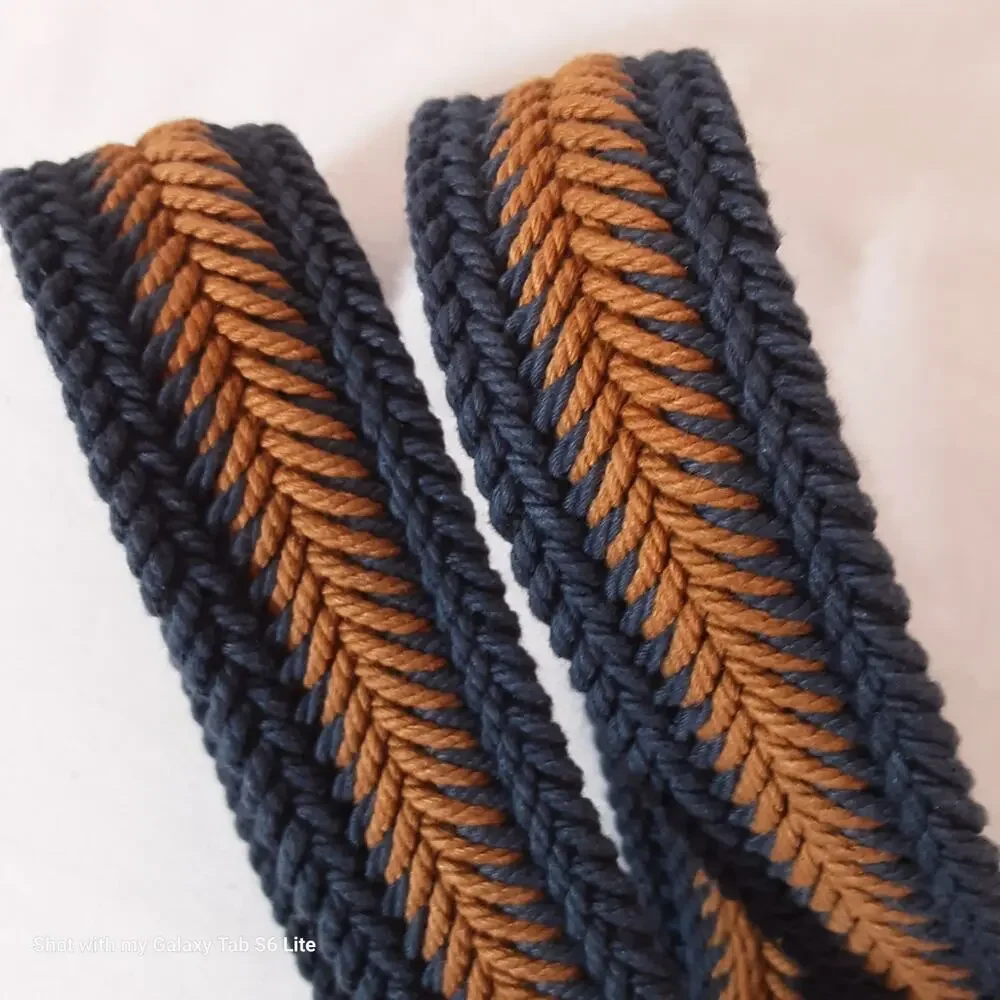💎BCBGMaxazria Woven Surcingle Belt XS/S Navy Blue Burnt Orange